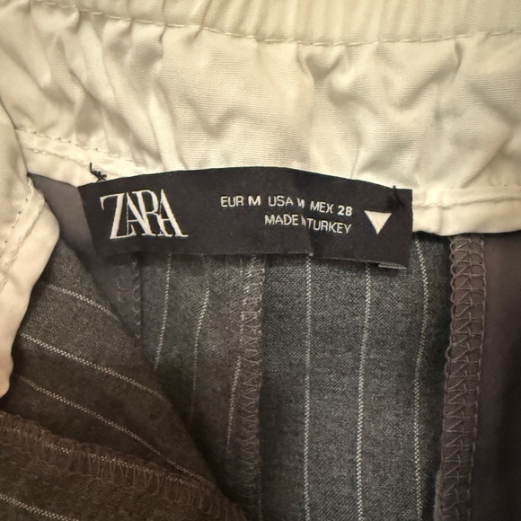 Zara Pinstripe Double Waistband Wide-Leg Trousers with Contrast Side Stripe - Picture 3 of 8